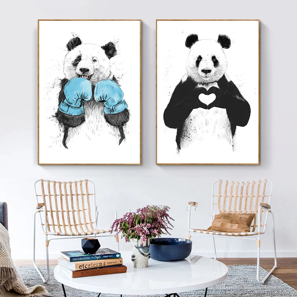 

Картина с изображением милой панды животных на холсте Настенная картина для гостиной в скандинавском стиле домашний Декор подарок без рамк...