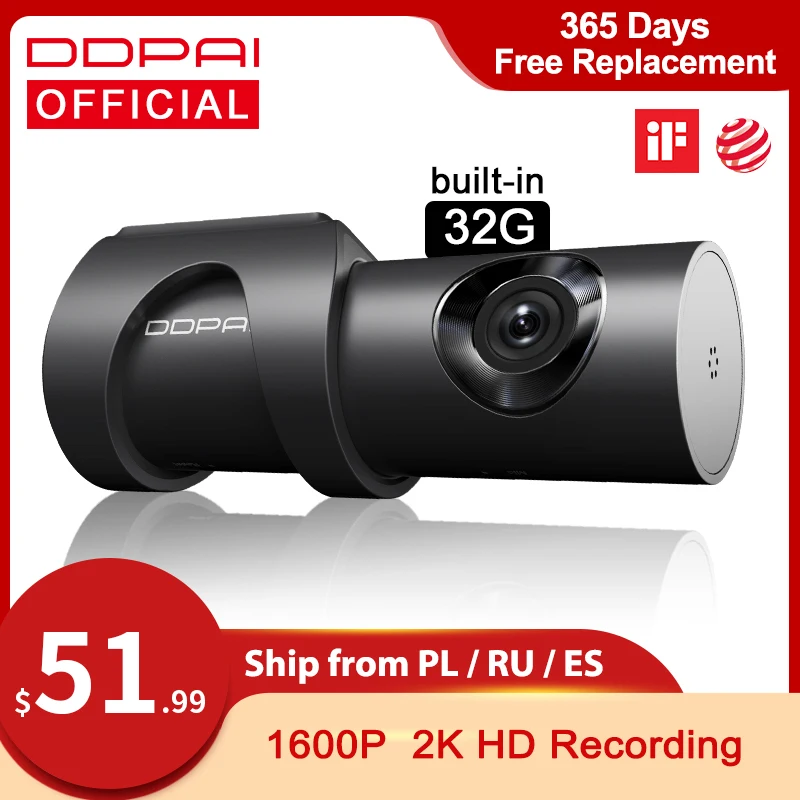 DDPAI Dash Cam Mini 3 1600P HD 2K автомобильные Камера автоматического привода автомобиля