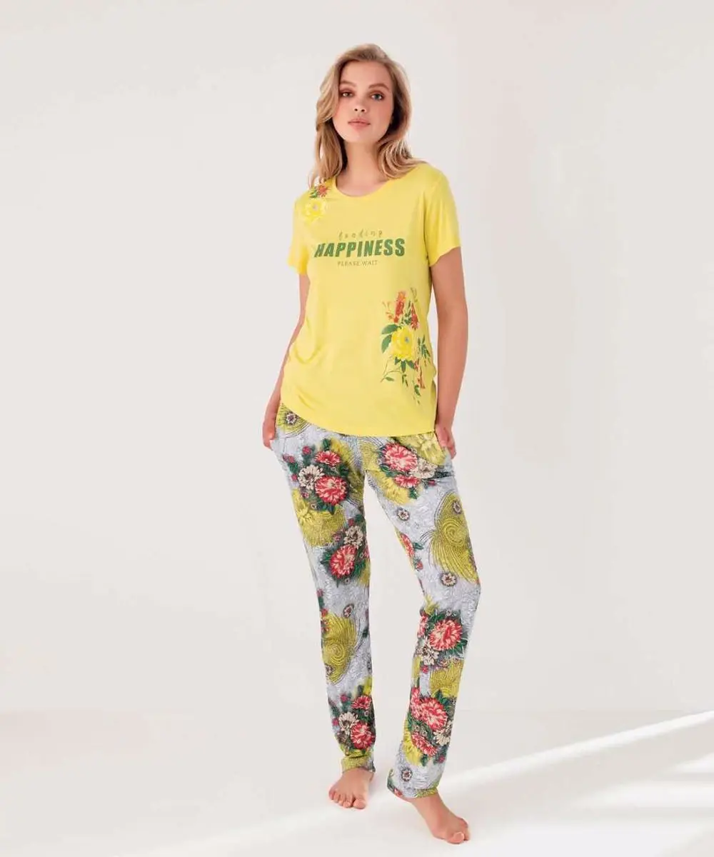 

Pajamas Set Women's Short Sleeve Free Shipping From Turkey New Season High Quality