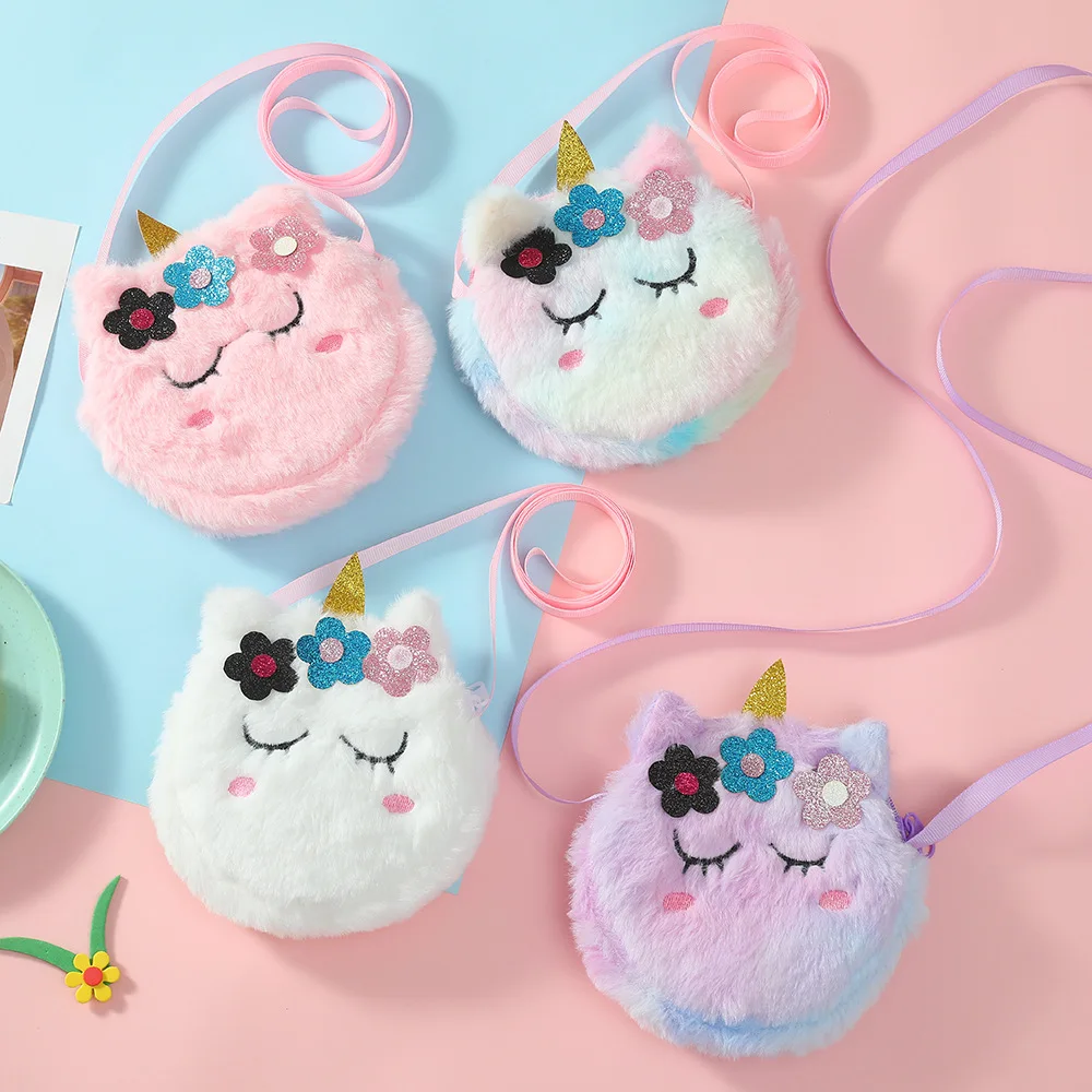 

2022 Unicorn Coin Purse Cute Plush Wallet Kids Girls Clutch Embroidered Bag Key Earphone Organizer Children Friends Gift
