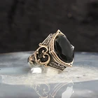 Камень циркония чорный 925 пробы серебро Для мужчин, кольцо, кольцо из нержавеющей стали