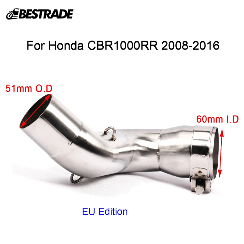 Выхлопная труба средней длины мотоцикла Соединительная для Honda CBR1000RR 2008-2016