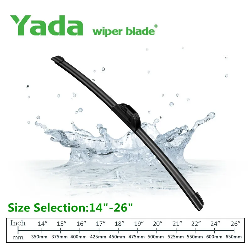 

Yada Wiper Blade Universal U Hook Type 14"16"17"18"19"20"21"22"24"26" Front Windscreen Windshield Rubber Hybrid Auto Wipers
