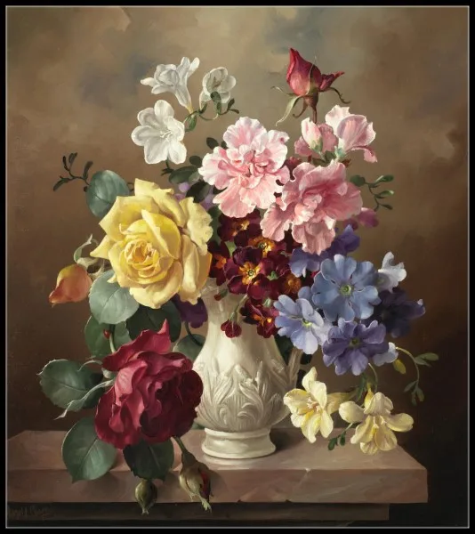 240w x 270h Spring Bouquet Collection- Counted Cross Stitch Kits- DIY Handmade Needlework for Embroidery 14 ct Cross Stitch Sets DMC Color - Color: 240w x 270h