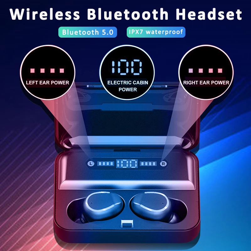 TWS F9-5 мини беспроводной Bluetooth 5,0 наушники бинауральные с светодиодный цифровой дисплей подвижный внешний аккумулятор портативный хороший для привода