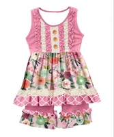 toddler kids baby girl floral top dress ruffle shorts 2 pcs sets summer button sleeveless sundress infant girl clothes