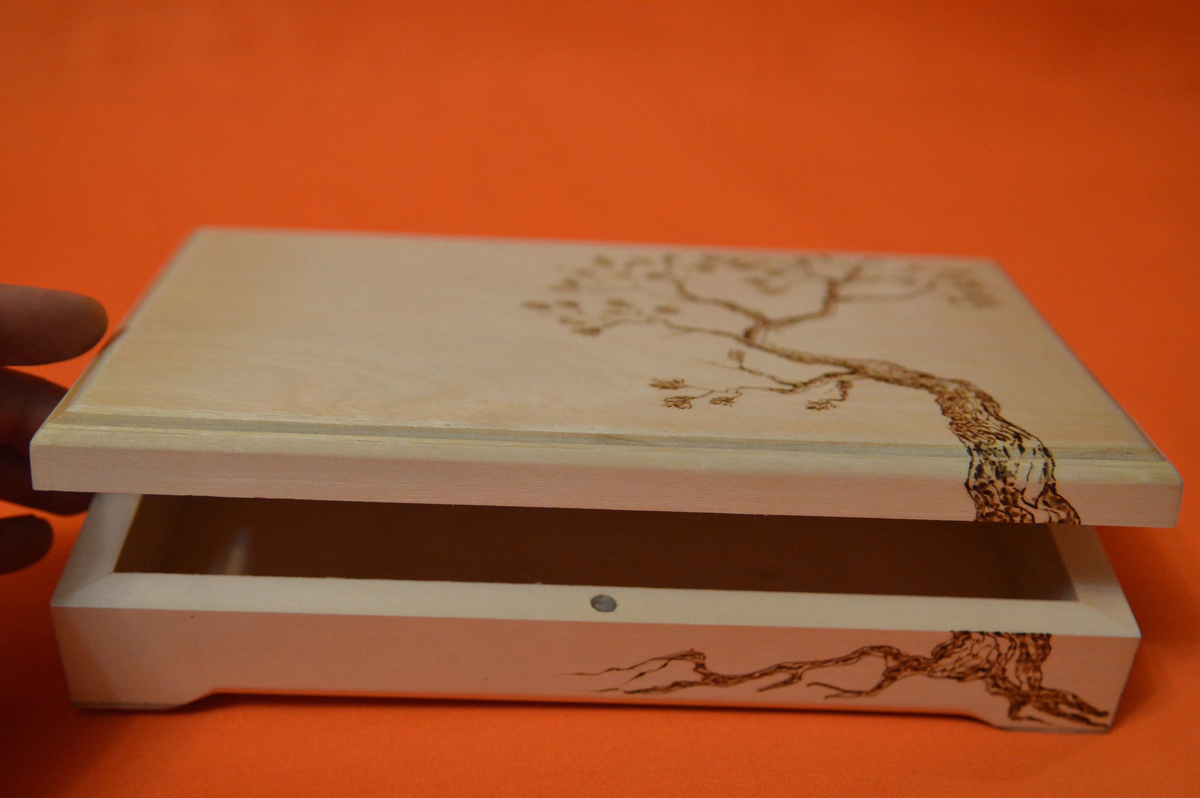 Sakura Japan A box for playing cards or small things of natural wood Pyrography Gift Souvenir Author's hand-painted Exclusive |