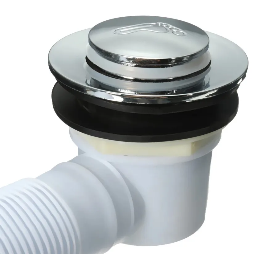 Слив для поддона душевой кабины с сеткой клик - клак отверстия в поддоне 50-60 мм.