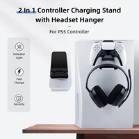 2 in 1 ps5 controller charger with headphone holder smart charging dock for ps5 dualsense charging cradle with headset holder