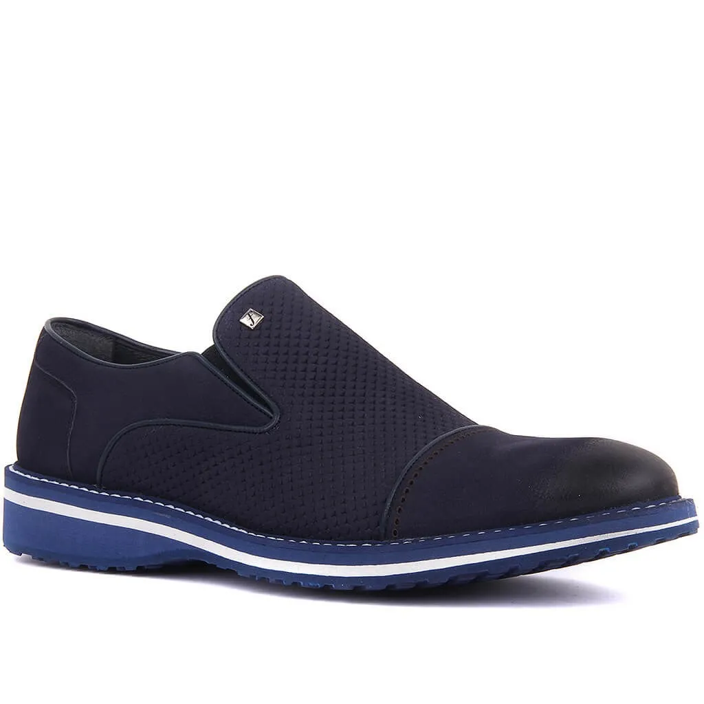 Fosco-Navy Blue Nubuck Men Casual Shoes New Oxfords Leather Fashion Slip On Formal Business Wedding Dress Free Shipping | Обувь