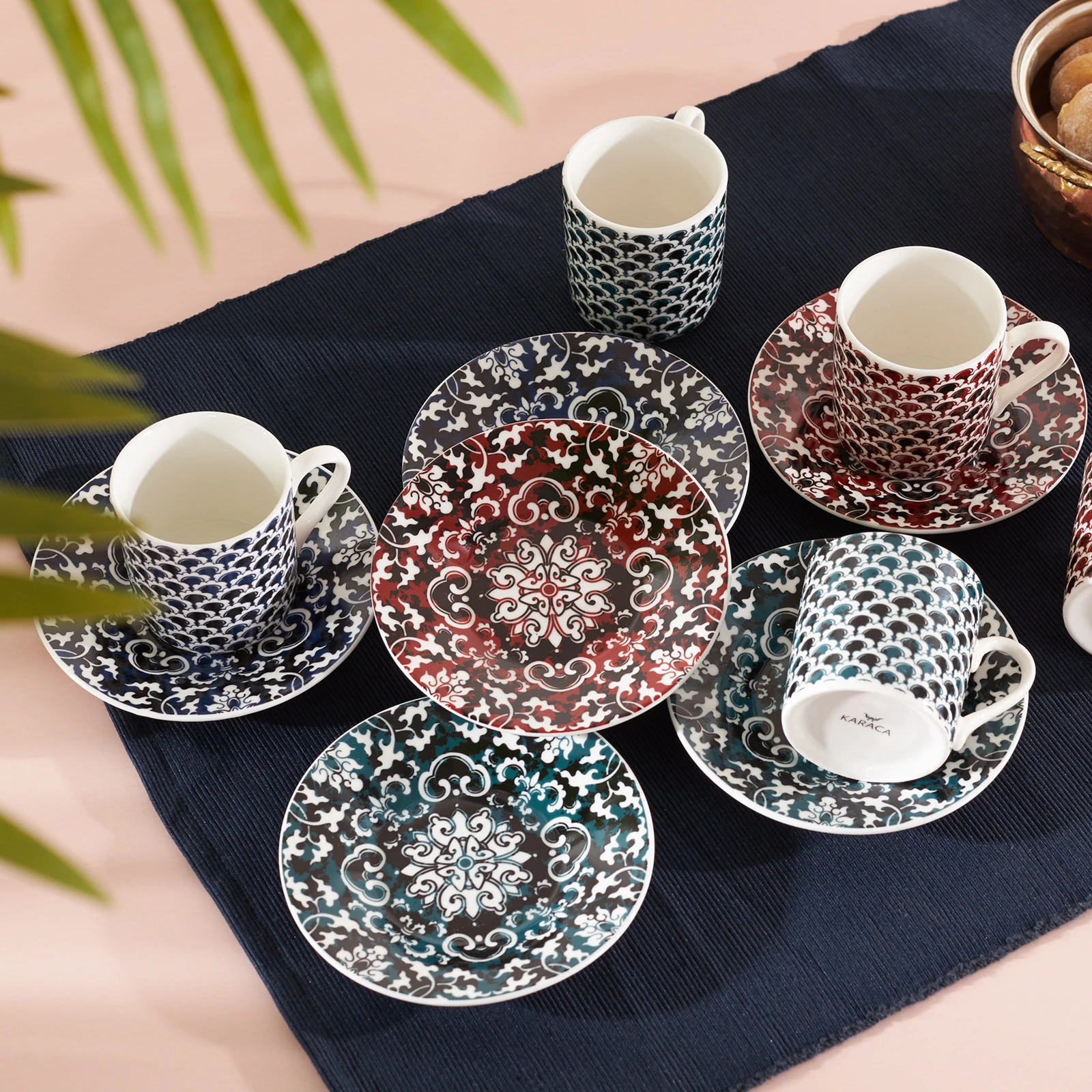 Karaca Leny Colorful Set of 6 Coffee Cups Espresso Turkish coffee cup of set