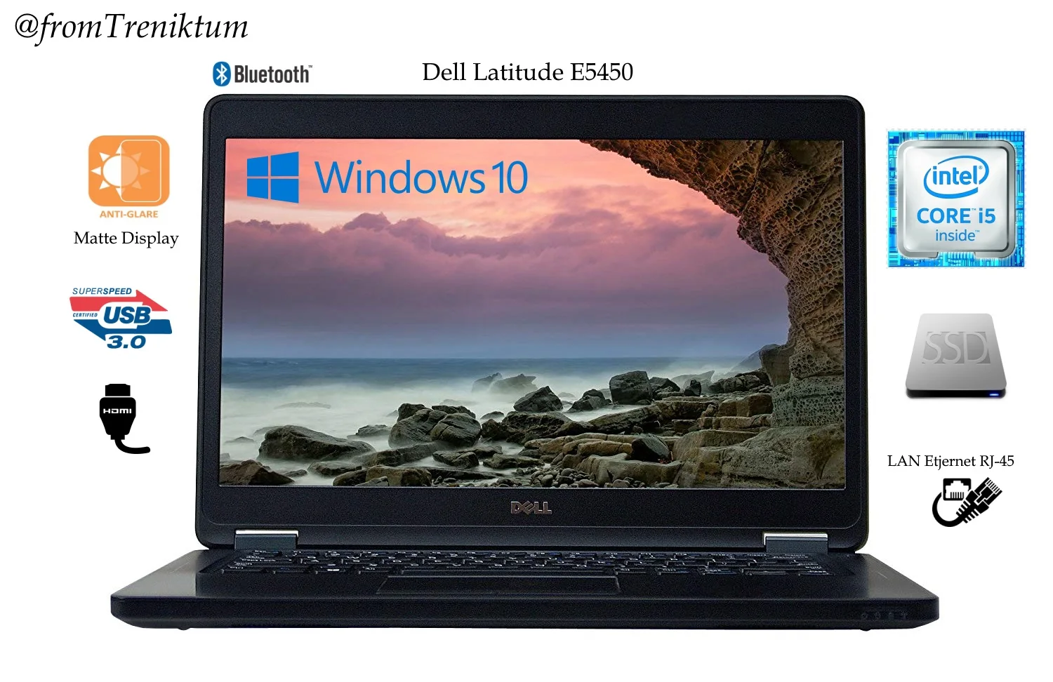 Ноутбук Бизнес-класса Dell Latitude E5450 c RAM 8GB и быстрым SSD 256GB матовым антибликовым