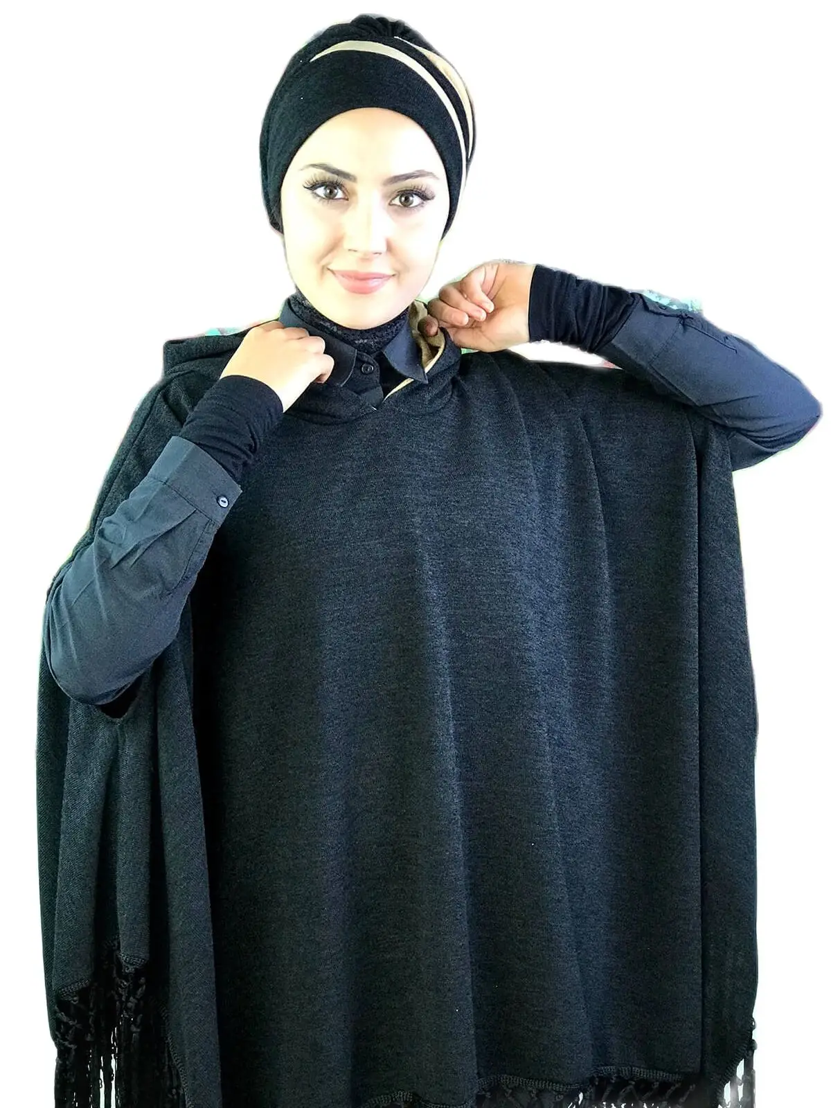 

New Fashion Islamic Muslim Hijab 2021 Trend Hijab Ready Wear Hat Scarf Koton Beanie Bone Black Panço and Bone Kombini