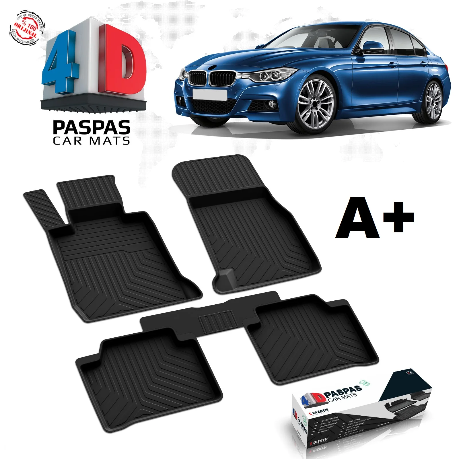 

Для BMW 3 серии F30 автомобильный коврик резиновый черный Противоскользящий чемодан FIRSAT PREMIUM 2011 2012 2013 2014 2015 2016 2017 2018