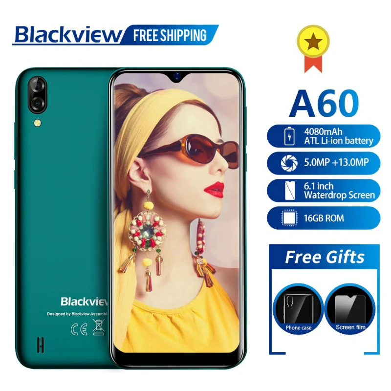 Бесплатная доставка A60 смартфон 4 ядра Android 8 1 4080 мАч мобильный телефон Гб + 16 6