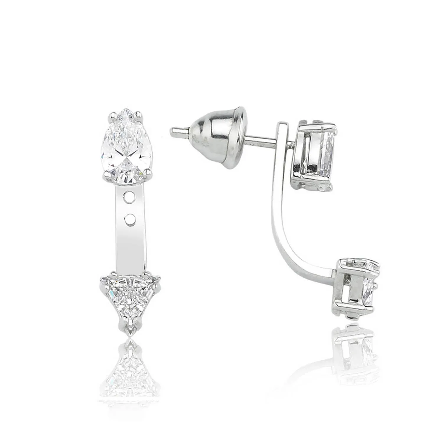 

Valori Jewels 1.56 Carat, Zirconia White Pear And Triangle Gemstone, Rhodium Plated, Sterling Silver Versatile Earrings