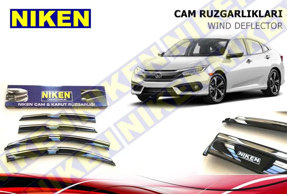 4 шт. хромированный спортивный козырек от дождя и ветра для автомобиля Honda Civic FC5 2016