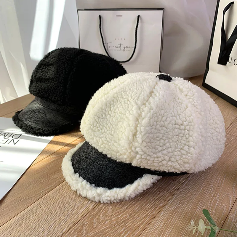 Теплая мягкая зимняя шапка для женщин бейсболка Лоскутная Регулируемая шляпа