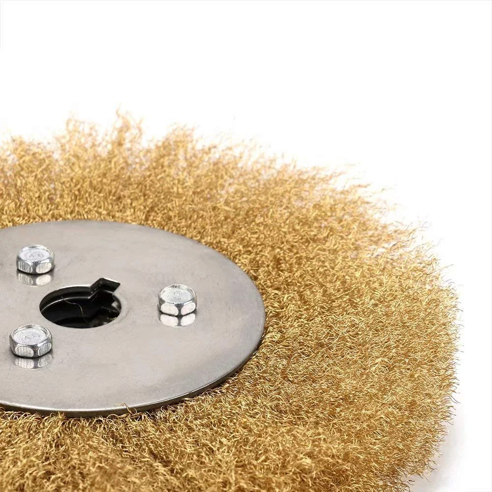 ОБЖИМНАЯ латунная плоская щетка колесо из медной проволоки для настольной