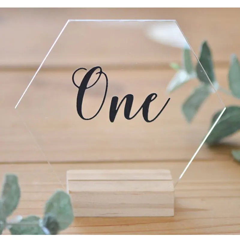 Шестигранный Настольный номер Свадебный акриловый табличный знак