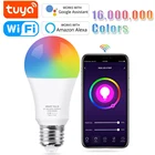 Умная Светодиодная лампа Tuya, Wi-Fi, голосовое управление, RGB, CW, изменение цвета, светодиодная лампа RGB, e27, лампа, дистанционное управление через приложение, совместимый с Alexa, Google Home