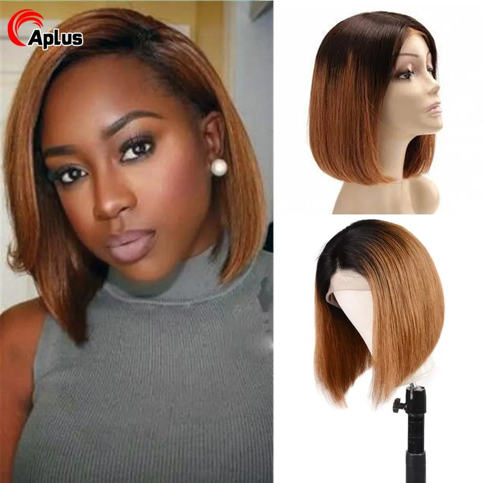 

Ombre 1b 30/99J/27 Lace Closure Wig Bob Glueless 4x4 Lace Closure Human Hair Wig Straight Short Bob Closure Wigs PrePlucked 180%