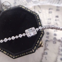 aazuo 18k solid white gold real diamonds 0 60ct classic square tennis bracelet for woman upscale trendy engagement party