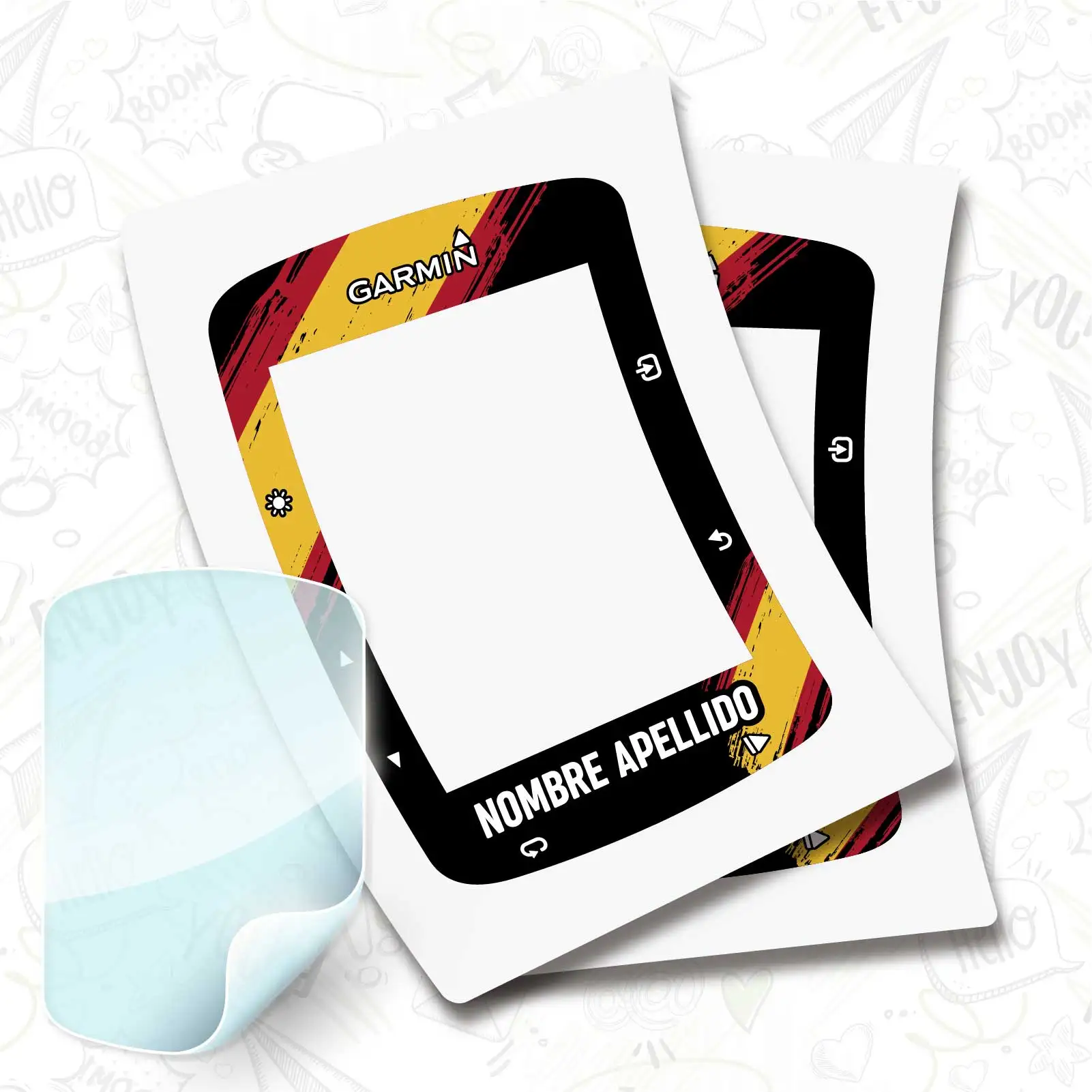2 наклейки с флагом Испании виниловые названием для GARMIN 520 + гидрогелевые защитные