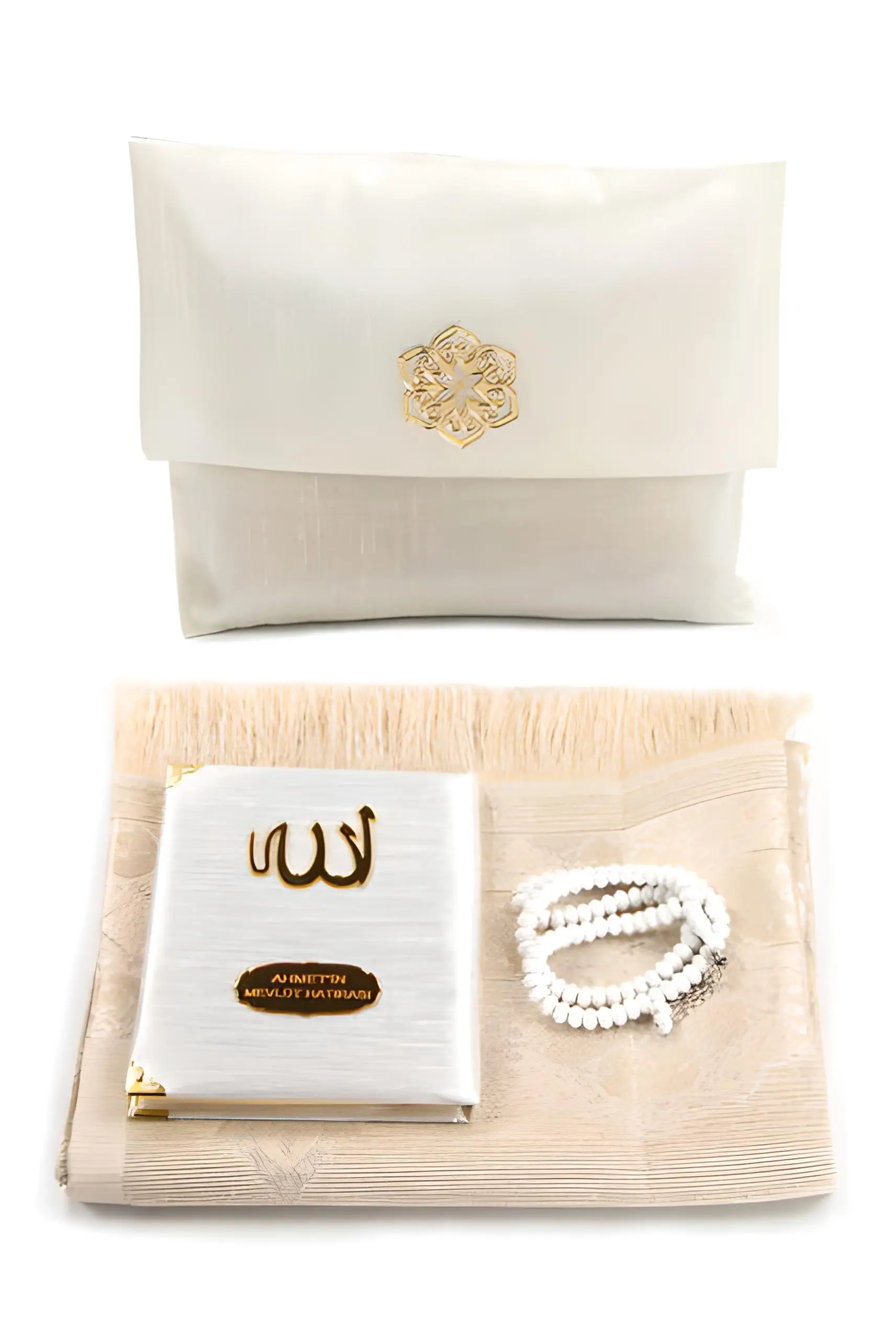

The personified Islamic Prayer Rug 4 Piece Muslim Prayer Rug Qibla Rug Portable Worship Mat Sajadah Rosary Gift Set