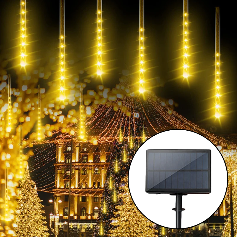 

Outdoor LED Fairy Lights Solar Powered Meteor Shower String Lights Garden Decoration Waterproof For Christmas Patio Street Shop