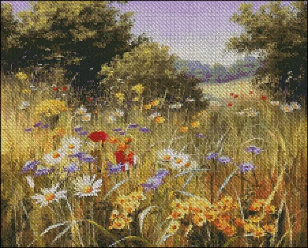Counted Cross Stitch Kits Needlework Embroidery - Crafts 14 ct Aida DMC Color DIY Arts Handmade Home Decor Summer Wildflowers | Дом и сад