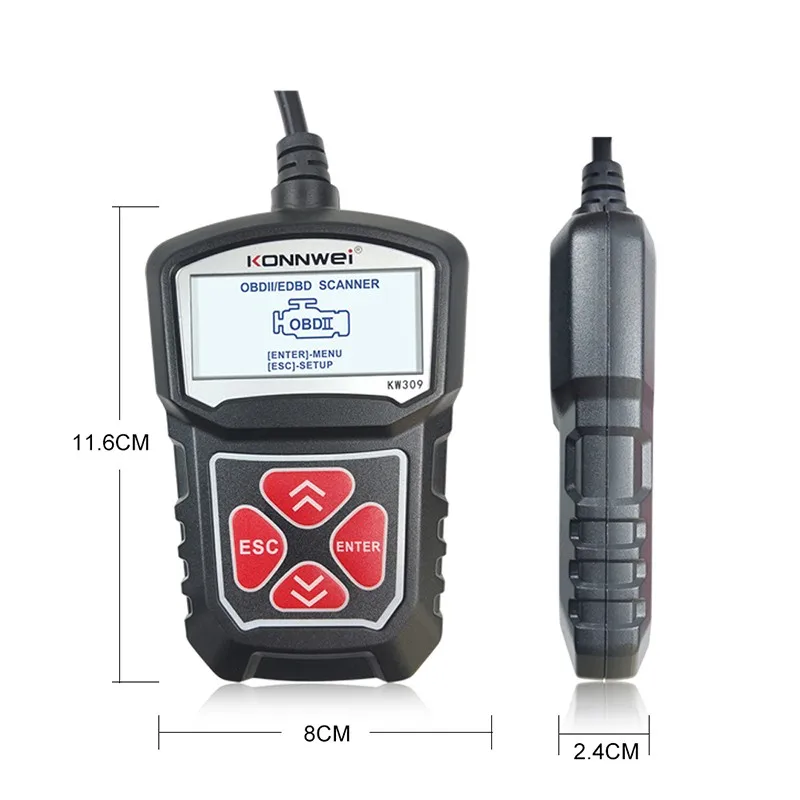 Универсальный сканер неисправностей автомобиля KW309 OBD2 быстрое сканирование