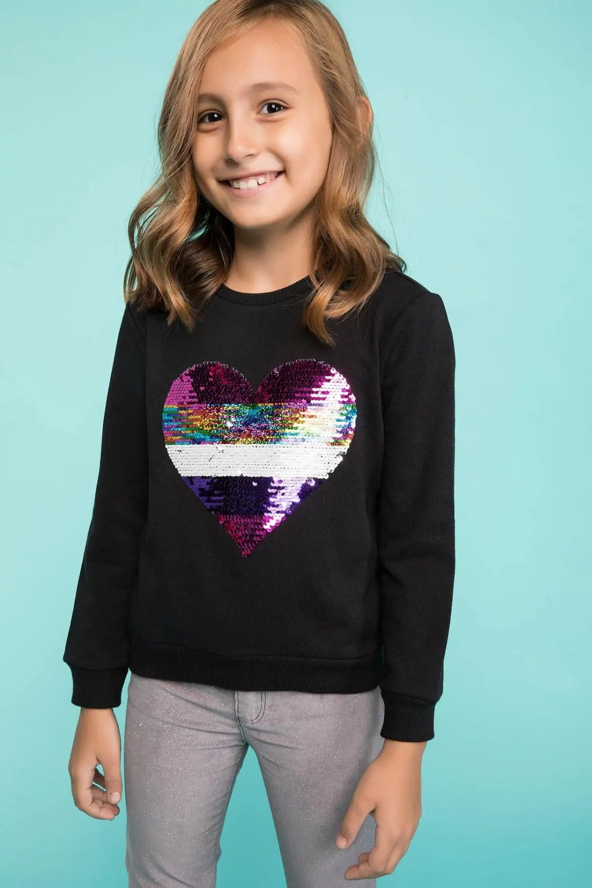 DeFacto/Новые модные пуловеры с круглым вырезом и блестками для девочек