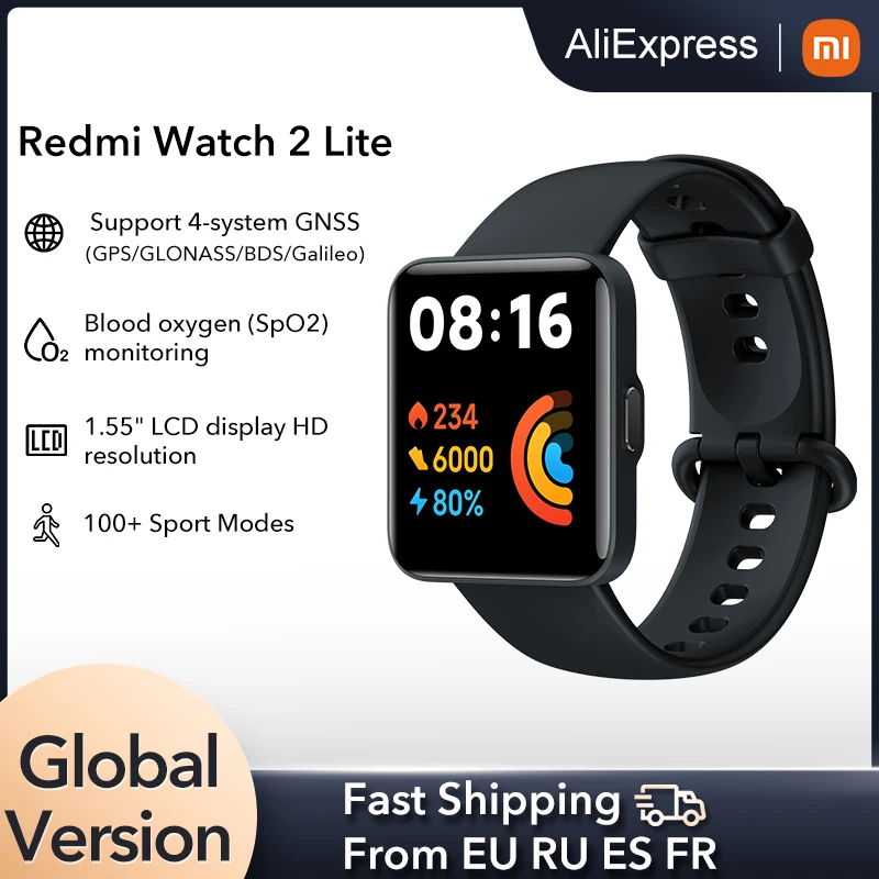 New Xiaomi Redmi Watch 2 lite Smart Bluetooth Mi Band 1.55" HD GPS Smartwatch Blood Oxygen sport Bracelet | Электроника
