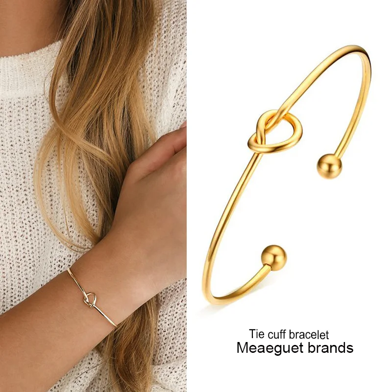 Женский браслет на запястье Let's Tie the Knot золотистый подарок Рождество|knot bangle
