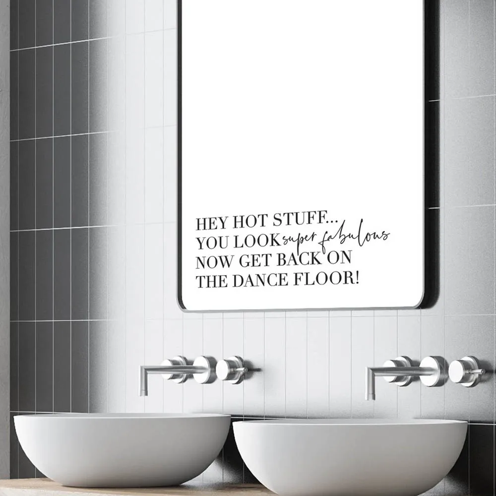 

'Hey Hot Stuff' Mirror Decal Sticker Bathroom Vinyl Sticker