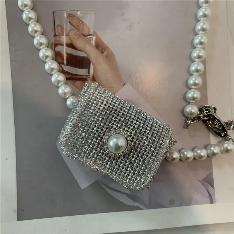 Accessories Belts Fashion Rhinestones Belt for Women Jeans Bag Belt Pearl Chain Waistband Small Bag Belts Phone Pouch S3222