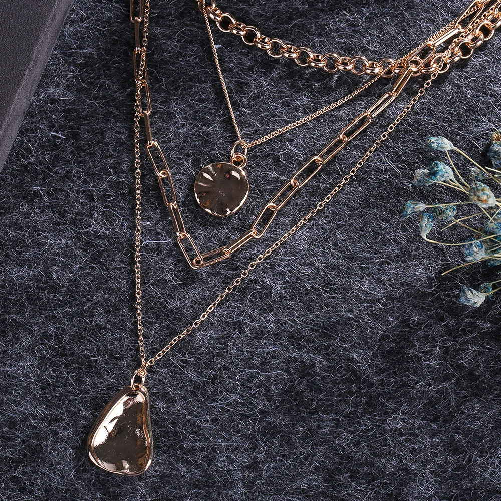 EPI многослойное ожерелье-цепочка с круглым ожерелье подвеской в виде полумесяца