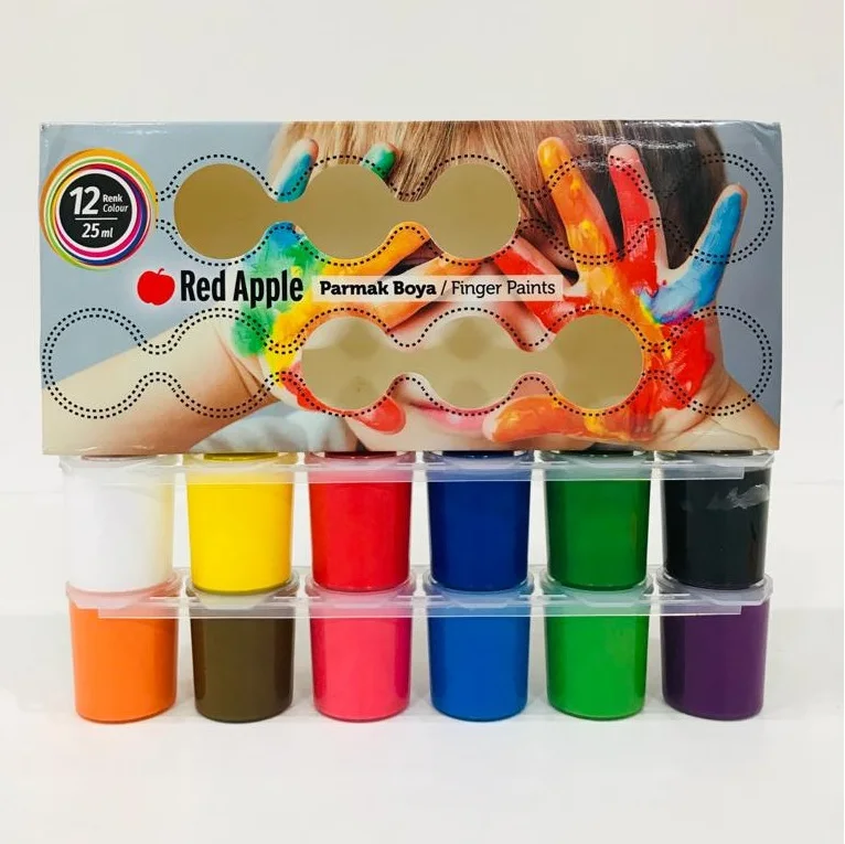 

Finger Paint EN71 Safe For Kids 25 Ml 12 Vibrant Colors Red Apple Appropriate For Paper, Wood, cardboard Surfaces