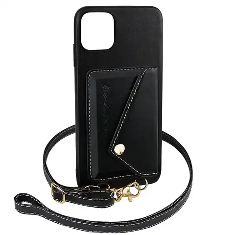 Чехол для Apple iPhone 11 PRO MAX (Айфон 11 Про Макс) с ремешком на плечо и карманом для пластиковых карт