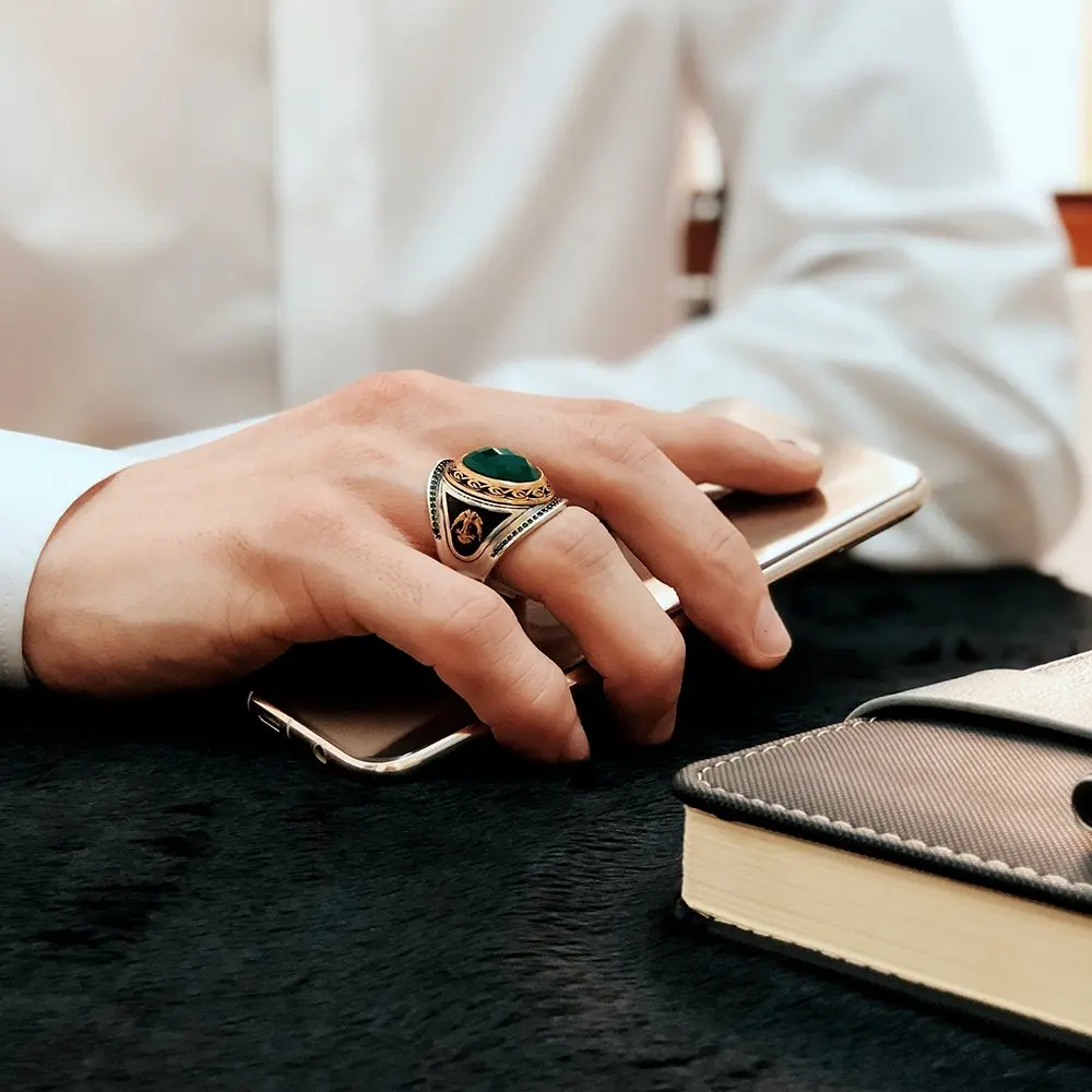 

Кольцо из серебра 925 пробы с драгоценным камнем, мужское серебряное кольцо ручной работы, Стильное мужское кольцо, Новое модное кольцо, коль...