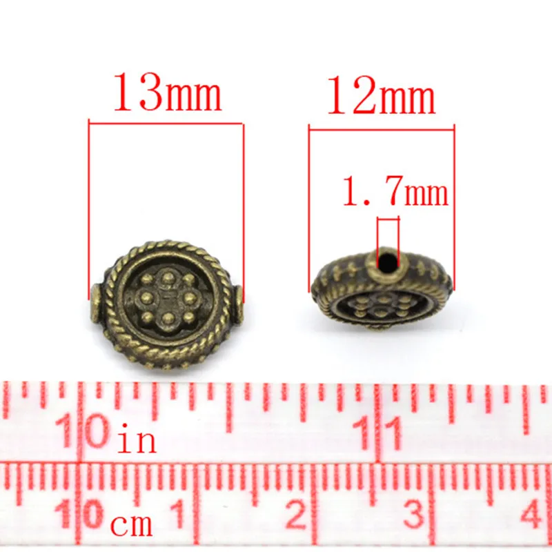 DoreenBeads цинковый бусины-вставки из сплава Плоские Круглые античные бронзовые