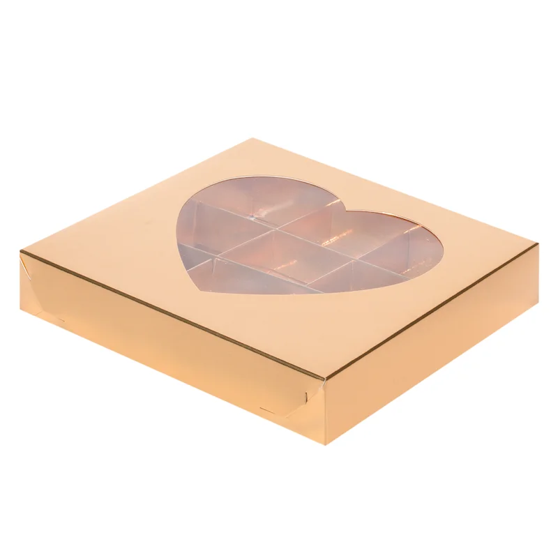 30 шт. Коробка для 9 конфет трюфелей сладостей подарочная с окном &quotСердце&quot