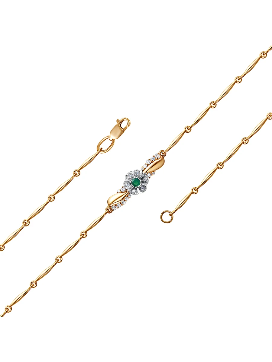 Браслет &quotЦветочек&quot SamoroDki Jewelry с кор. рубином серебро 925 родий/золочение. |