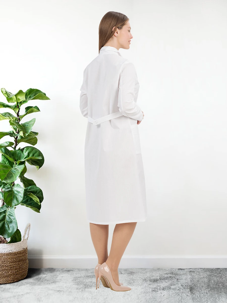 Женский медицинский халат IVUNIFORMA Классика белый хлопок 100% для врача ветеринара