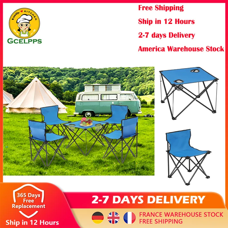 

Travel Folding Table and Chair High Load Outdoor Camping Chair Portable Beach Hiking Picnic Seat Fishing Chair[US-Stock]