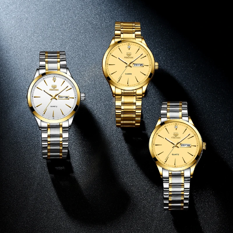 Роскошные золотые мужские часы ведущей марки NEKTOM классические кварцевые