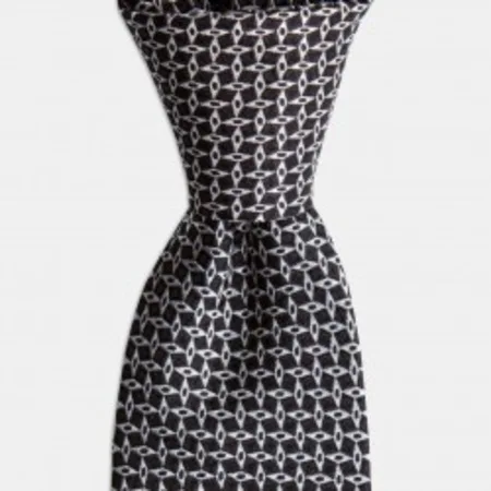 

Black White pattern silk tie 67825529