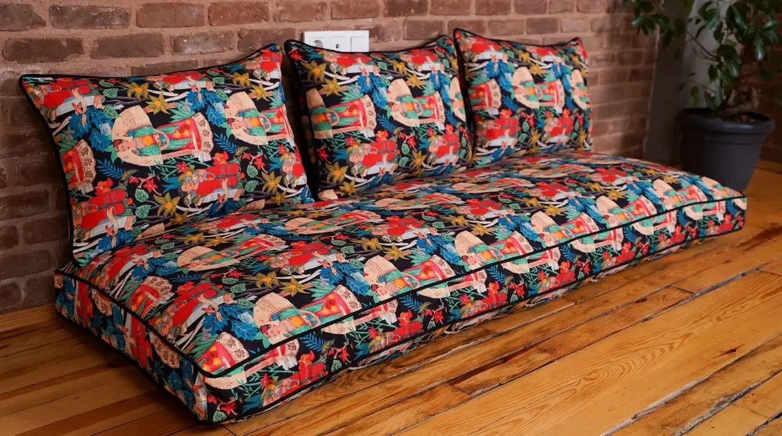 RoyalFamily Design Pouff Sofa Set Seating Floor French Mattress Cushions Bench Cu |