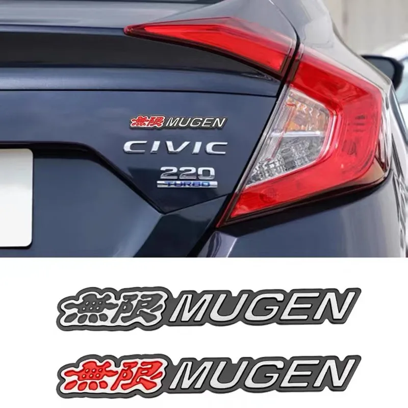 

3D Aluminum Mugen Emblem Chrome Logo Auto Car Rear Trunk Badge Sticker Decals Styling for Honda Civic Accord Spirior CRV Fit